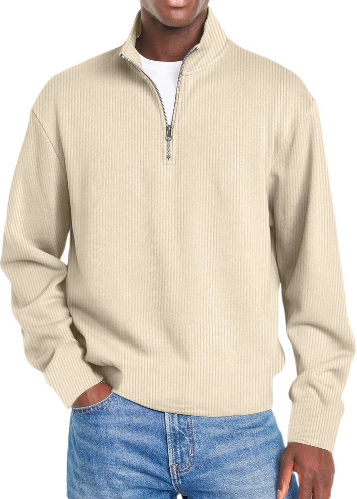 Men's Polyester-Cotton Full-Zip Jacket Windproof Casual