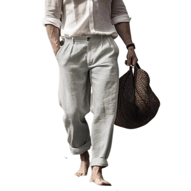 Men's Cotton-Linen Straight Leg Casual Pants Outdoor