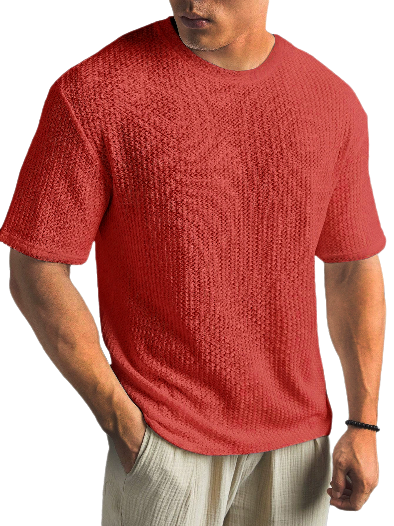 Men's Polyester-Cotton Short Sleeve T-Shirt Lightweight Casual