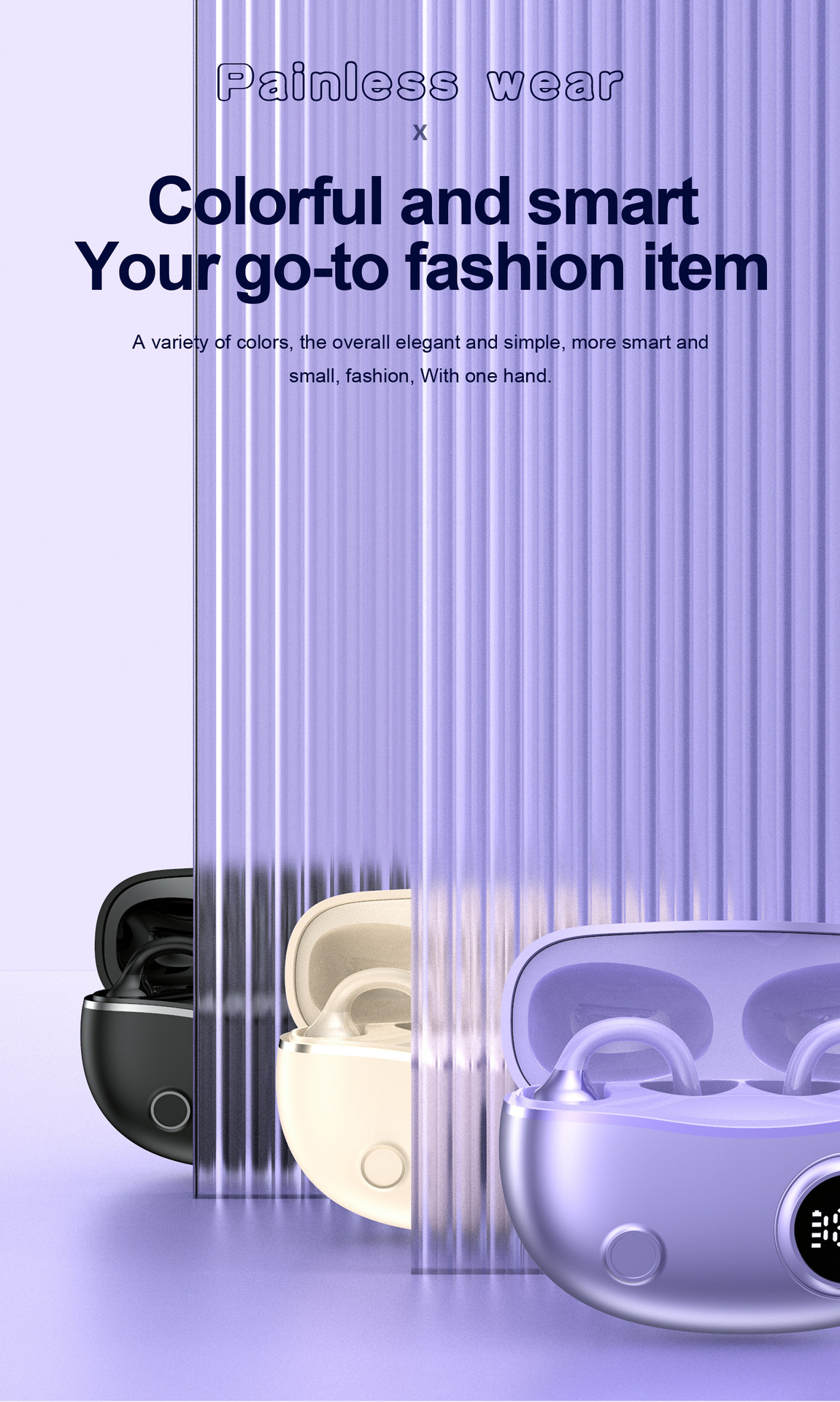 Intelligent Digital Display Bluetooth 5.4 Earbuds with Long Battery Life and Master-Slave Switching