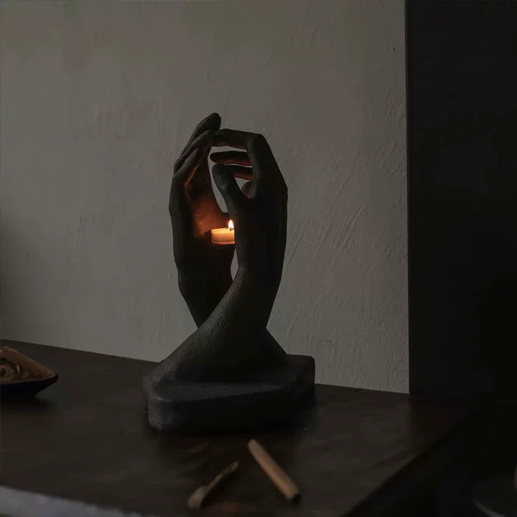 Iron Scrollwork Candlestick Holder - Black or Off-White Tabletop Decor