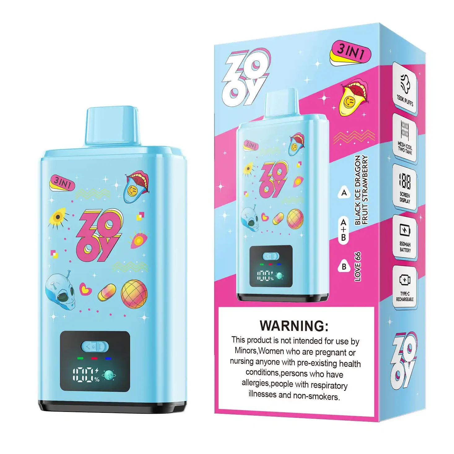 🌟ZOOY 150K Puffs 3 Flavors in 1 Disposable Vape
