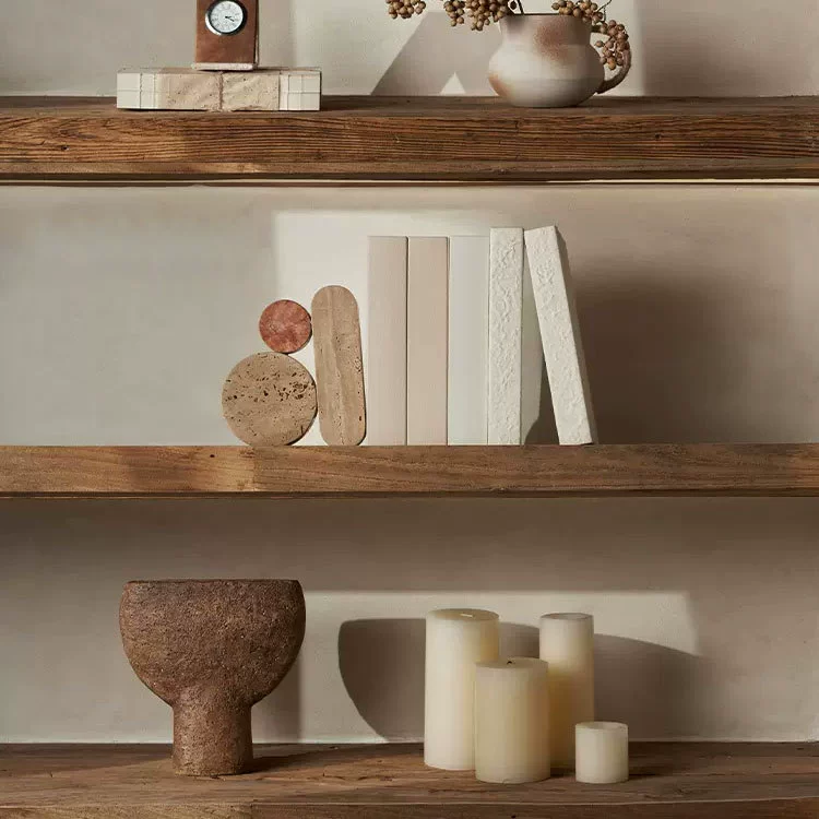 Organic Textured Shelf Decor - Hand-Finished in Beige or Slate Grey