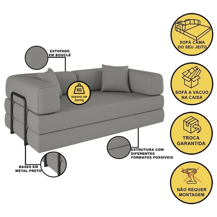 Sofá Cama Colchão de Espuma à Vácuo CompactAir