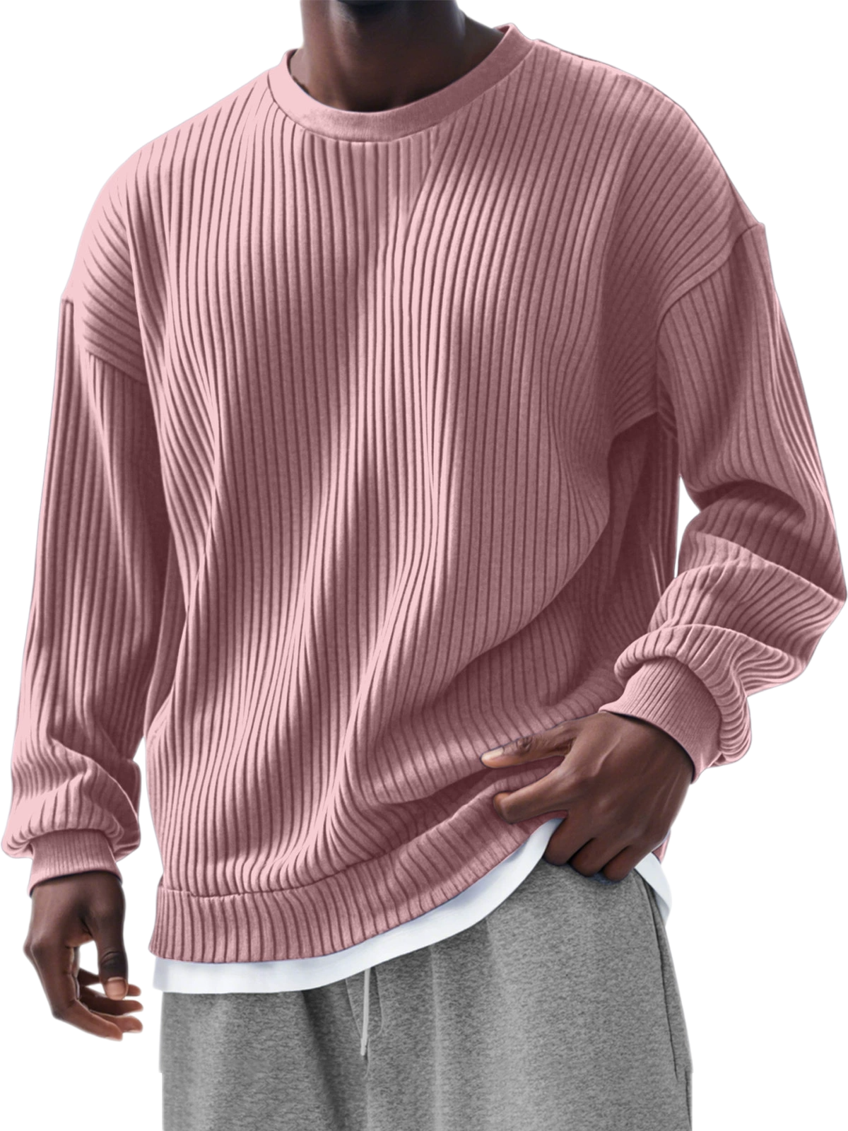 Men's Cotton-Poly Blend Long Sleeve Sweatshirt Relaxed Fit