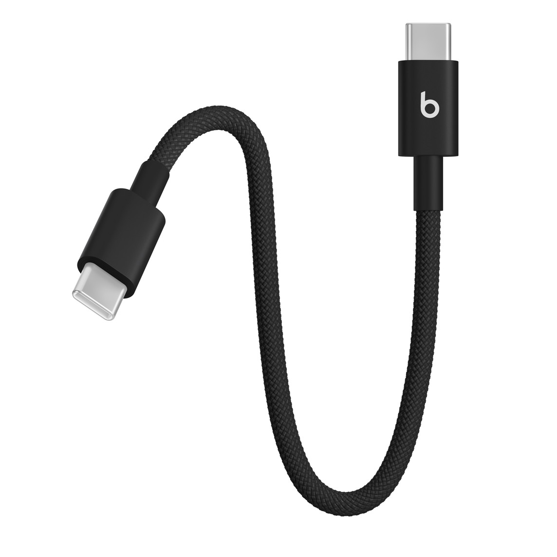Cabo curto trançado de USB-C para USB-C da Beats (20 cm) — Preto-relâmpago