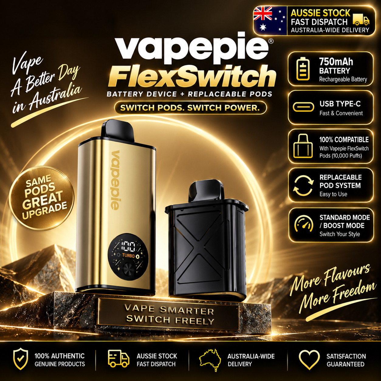 🎉 Vapepie FlexSwitch 10000 PUFFS-KIT – Mixed Flavors | Ultimate Vaping Experience ( Sydney Stock 🚚 )