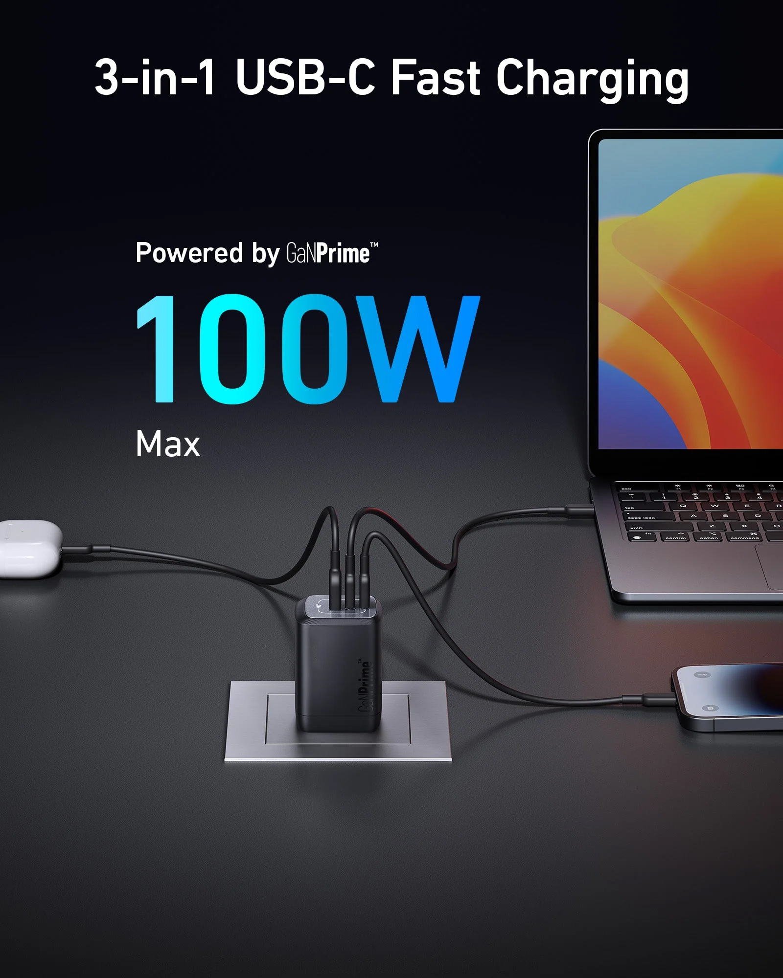 Prime 100W GaN Wall Charger (3 Ports)