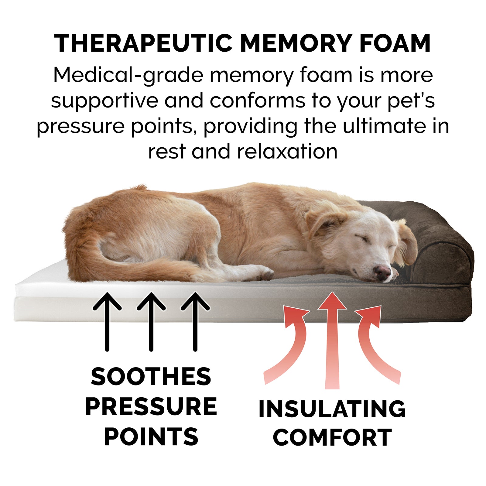 FurHaven Pet Products | Memory Foam Plush and Suede Sofa Pet Bed for Dogs and Cats， Espresso， Medium