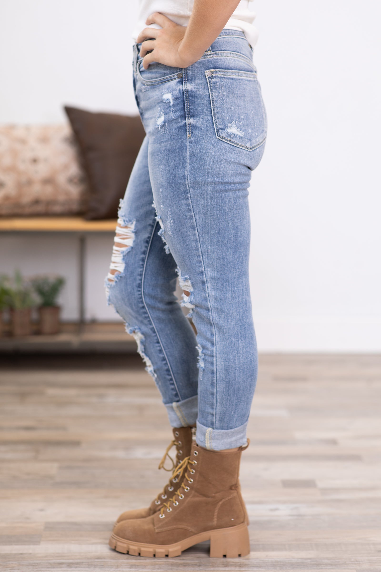 Judy Blue Bleach Splash Distressed Jeans