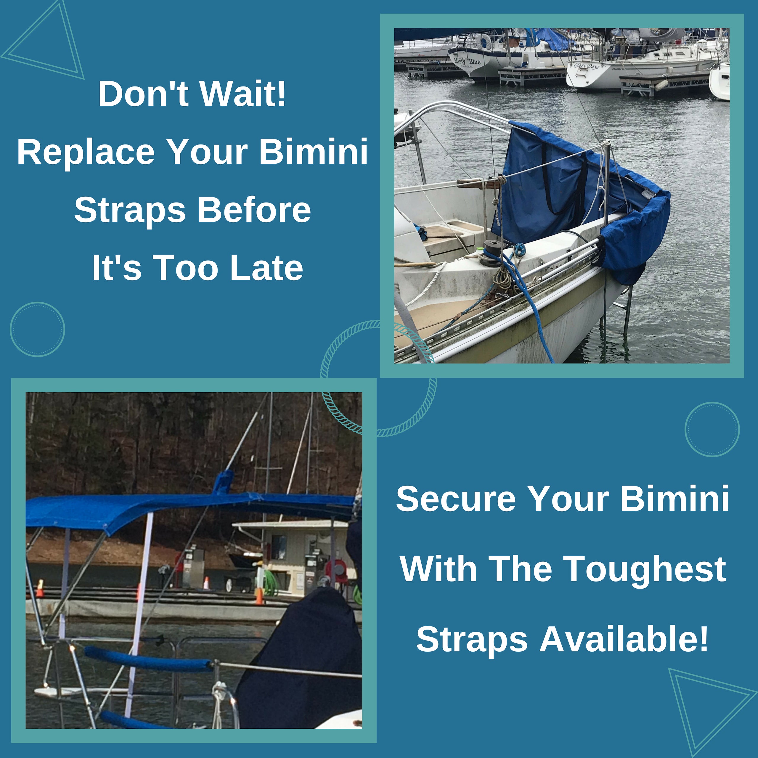 EZ-Xtend Premium Pontoon Boat Canopy and Bimini Top Strap with Adjustable Stainless Steel Hook (Package of 1， Black， 40