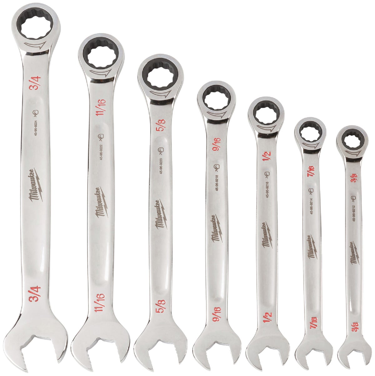 MW 7-Piece Standard Ratcheting Combination Wrench Set