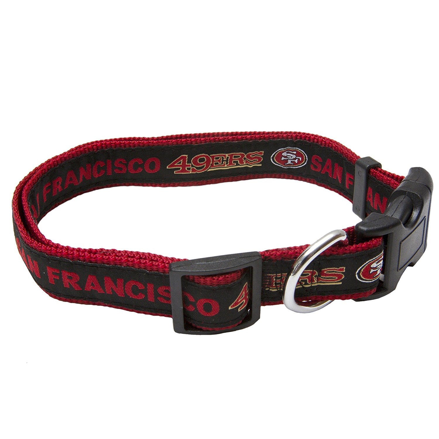 Pets First NFL San Francisco 49ers Dog Collar - Heavy-Duty， Durable and Adjustable Football Collar for Dogs/ CATS - Small