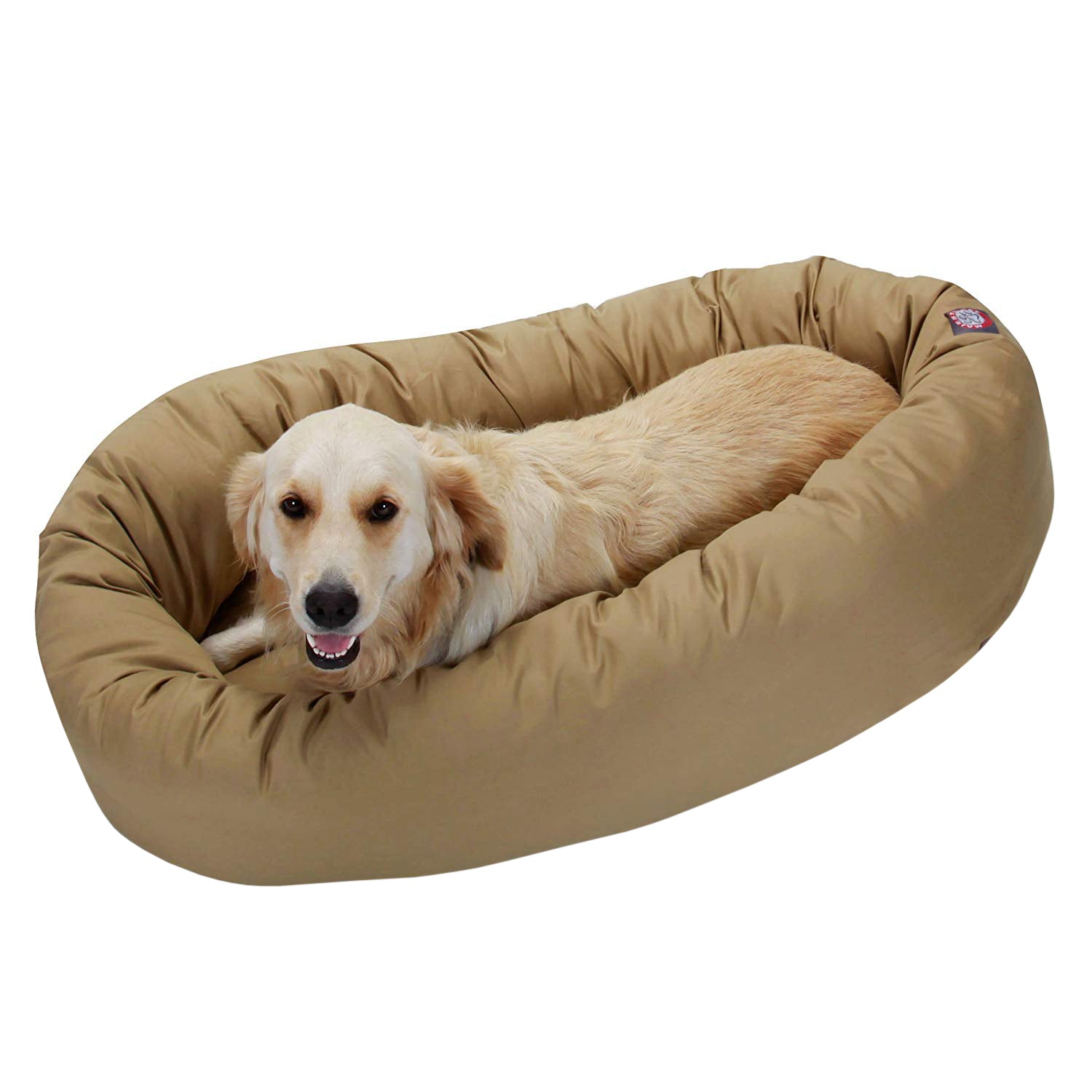 Majestic Pet | Poly/Cotton Bagel Pet Bed For Dogs， Khaki， Large