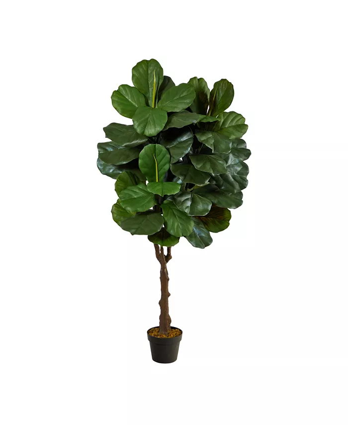 Nearly Natural 4.5' Fiddle Leaf Fig Artificial Tree Indoor Outdoor
