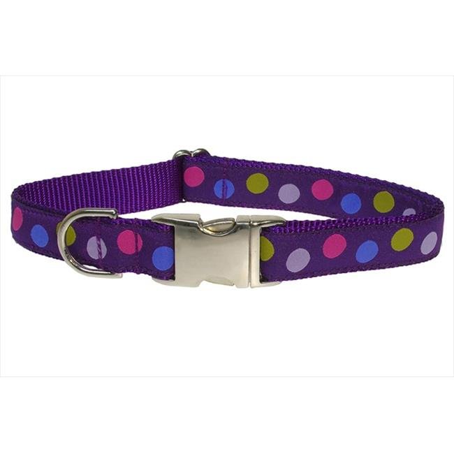 Sassy Dog Wear POLKA DOT-PURPLE-MULTI4-C Dot Dog Collar- Purple and Multi - Large