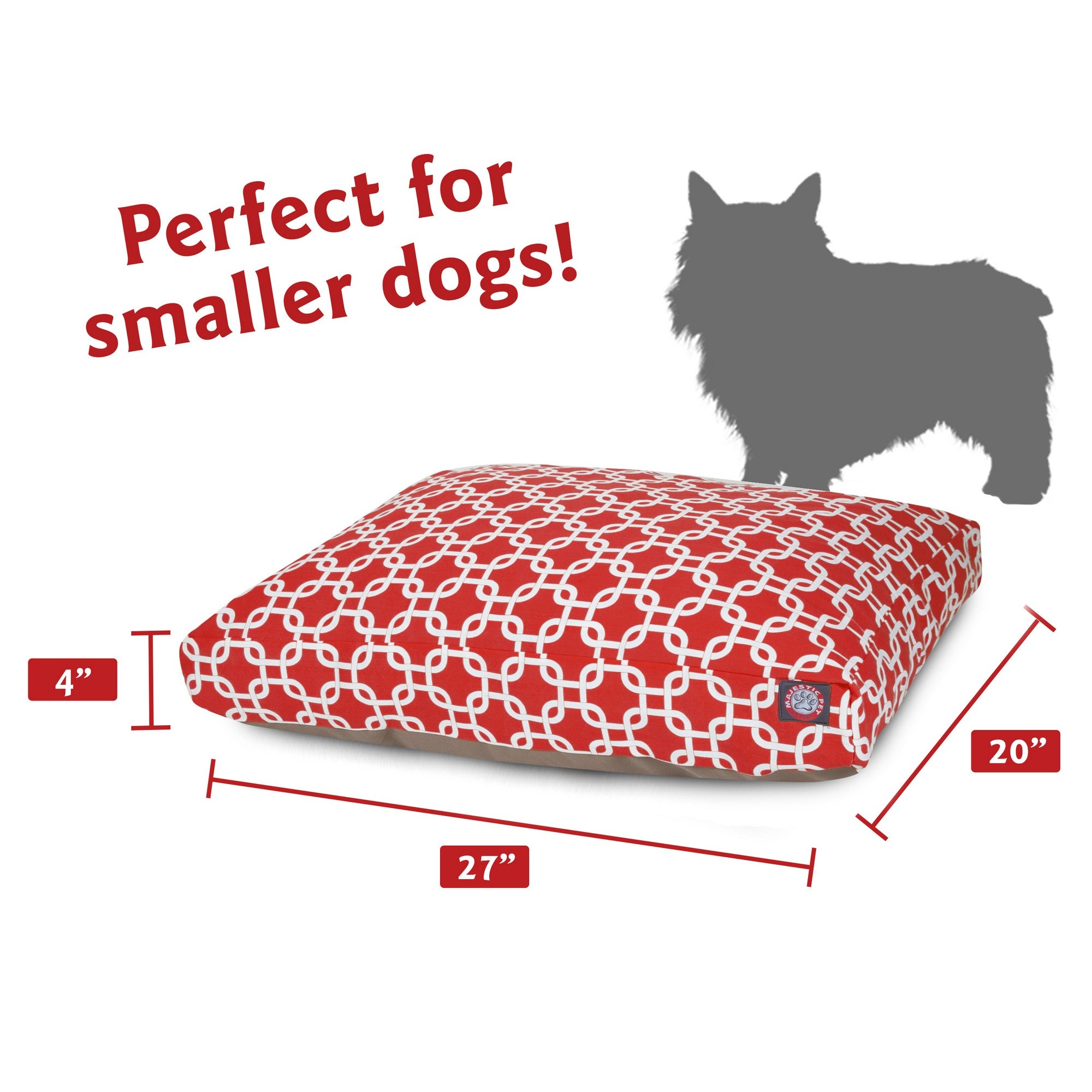 Majestic Pet | Links Shredded Memory Foam Rectangle Pet Bed For Dogs， Removable Cover， Red， Small