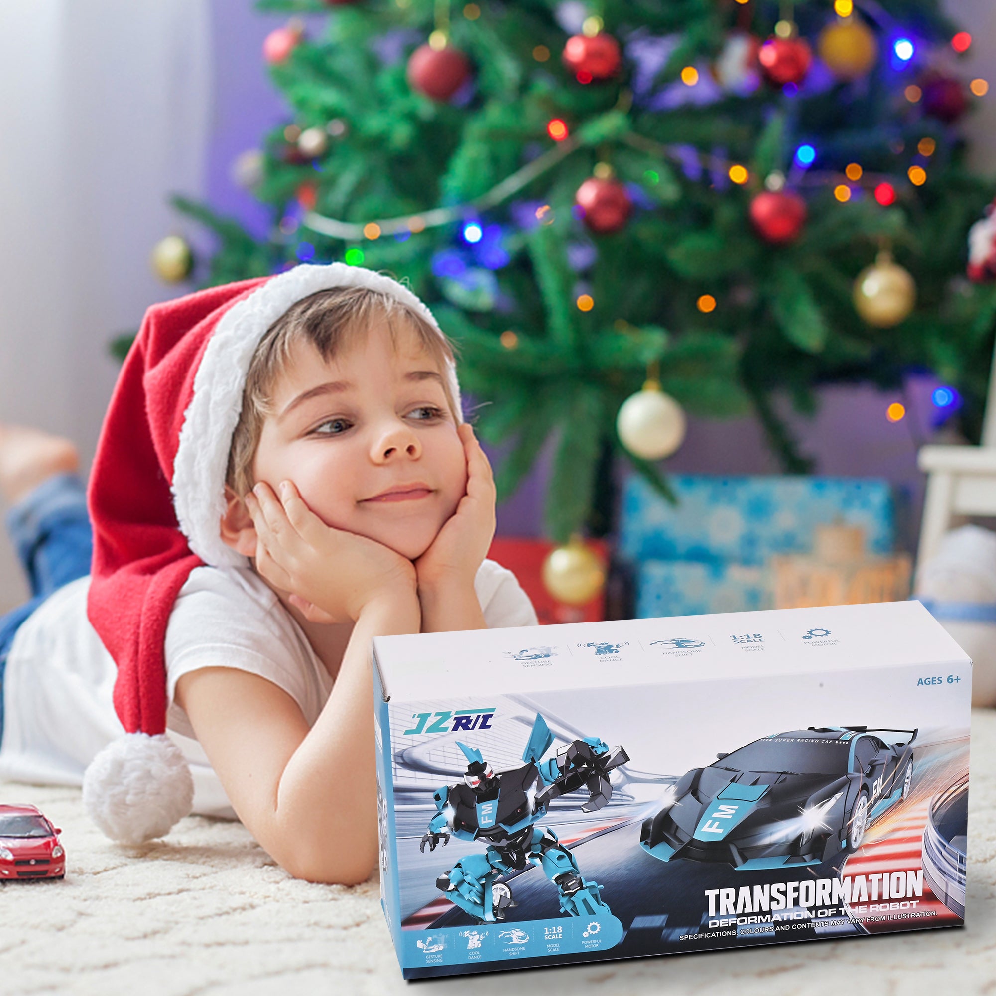 Transform RC Car Robot， Remote Control Car Independent 2.4G Robot Deformation Car Toy with One Button Transformation and 360 Speed Drifting 1:18 Scale