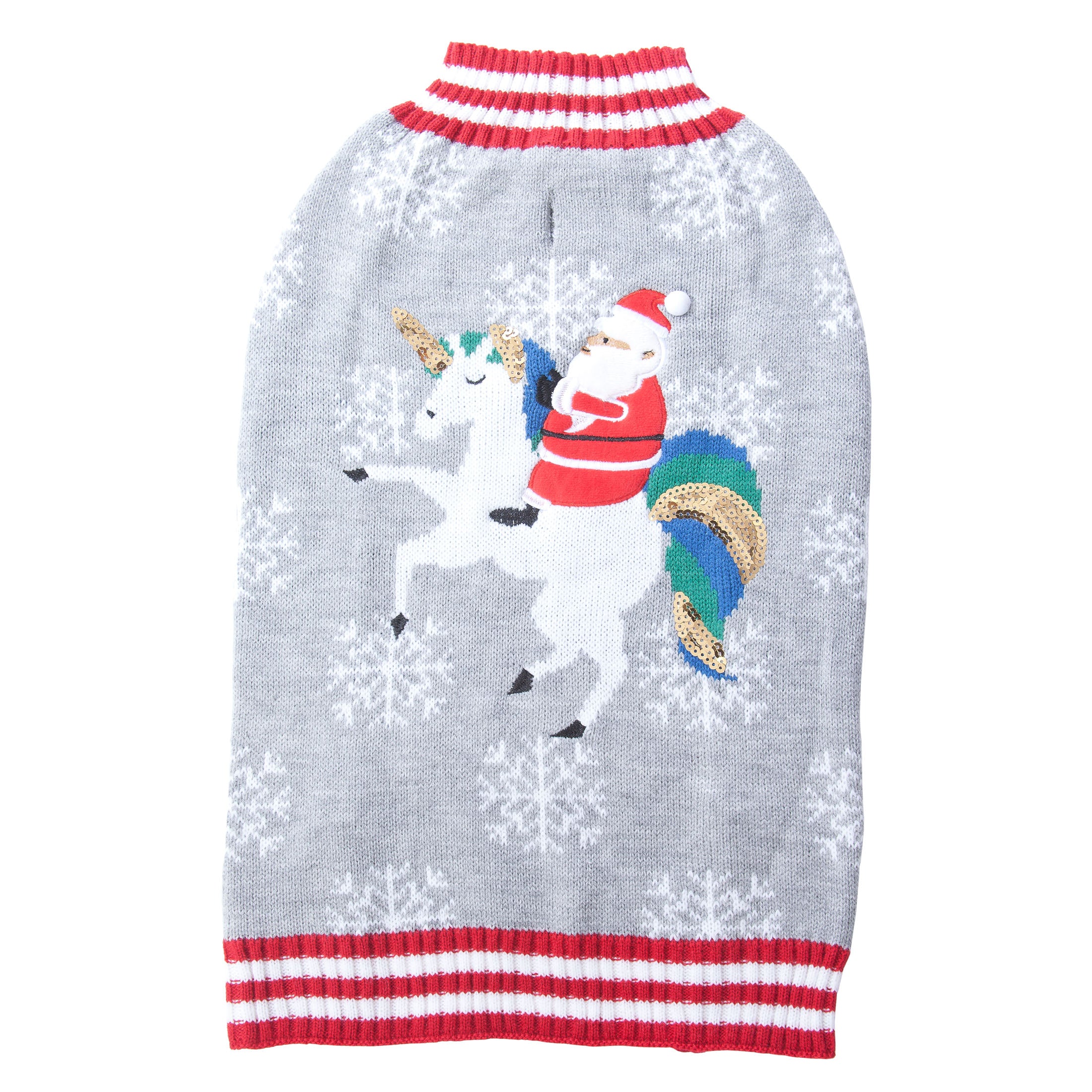 Holiday Time Pet Ugly Sweater: Santa on Unicorn， Size Medium