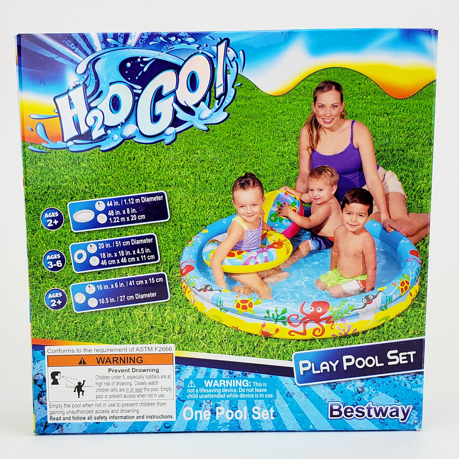 H2OGO! 48in. Inflatable Circle Baby Pool with Beach Ball and Swim Ring