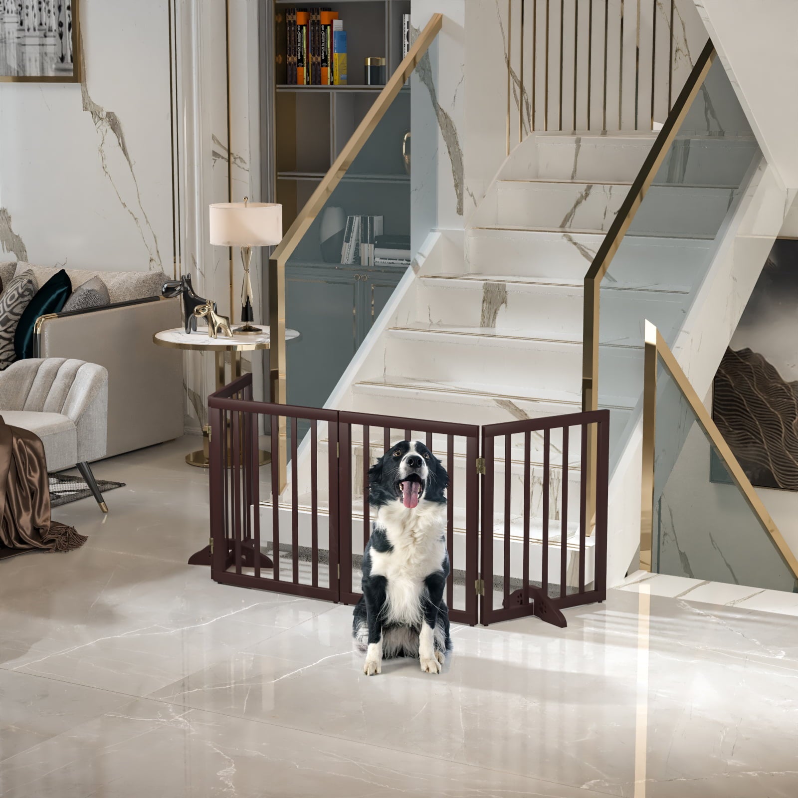 Semiocthome Foldable Wood Extra Wide Baby Gate for Baby，Pet Gates，24