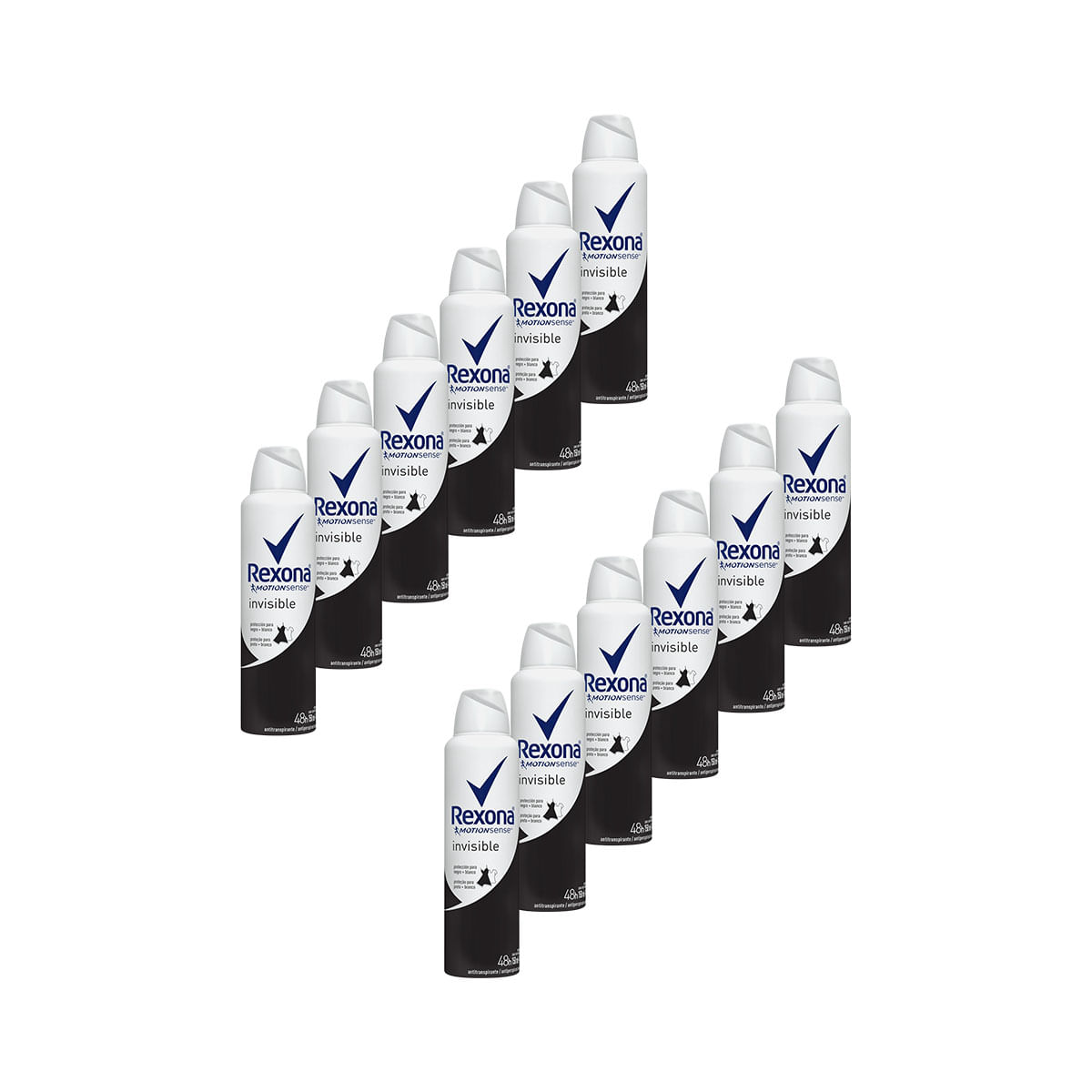 Kit com 12 Desodorantes Aerosol Rexona Motion Sense Invisible Feminino 150ml/90g