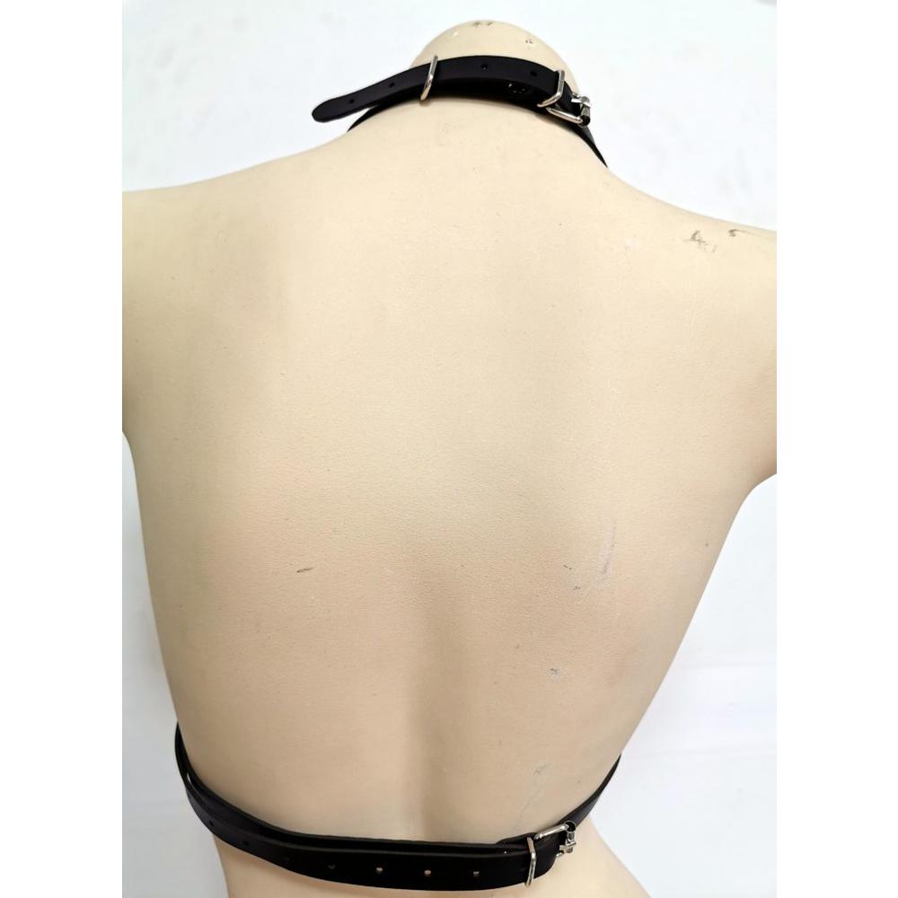 Western Fashion 14584 Leather Halter Braletteand#44; Black