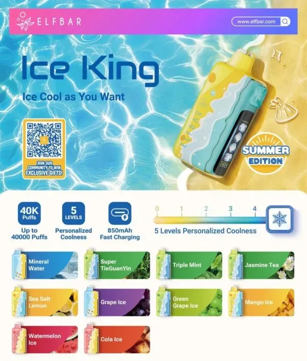 ❄️ Elfbar Ice King 40.000 Züge Einweg-E-Zigarette – Sommer Edition