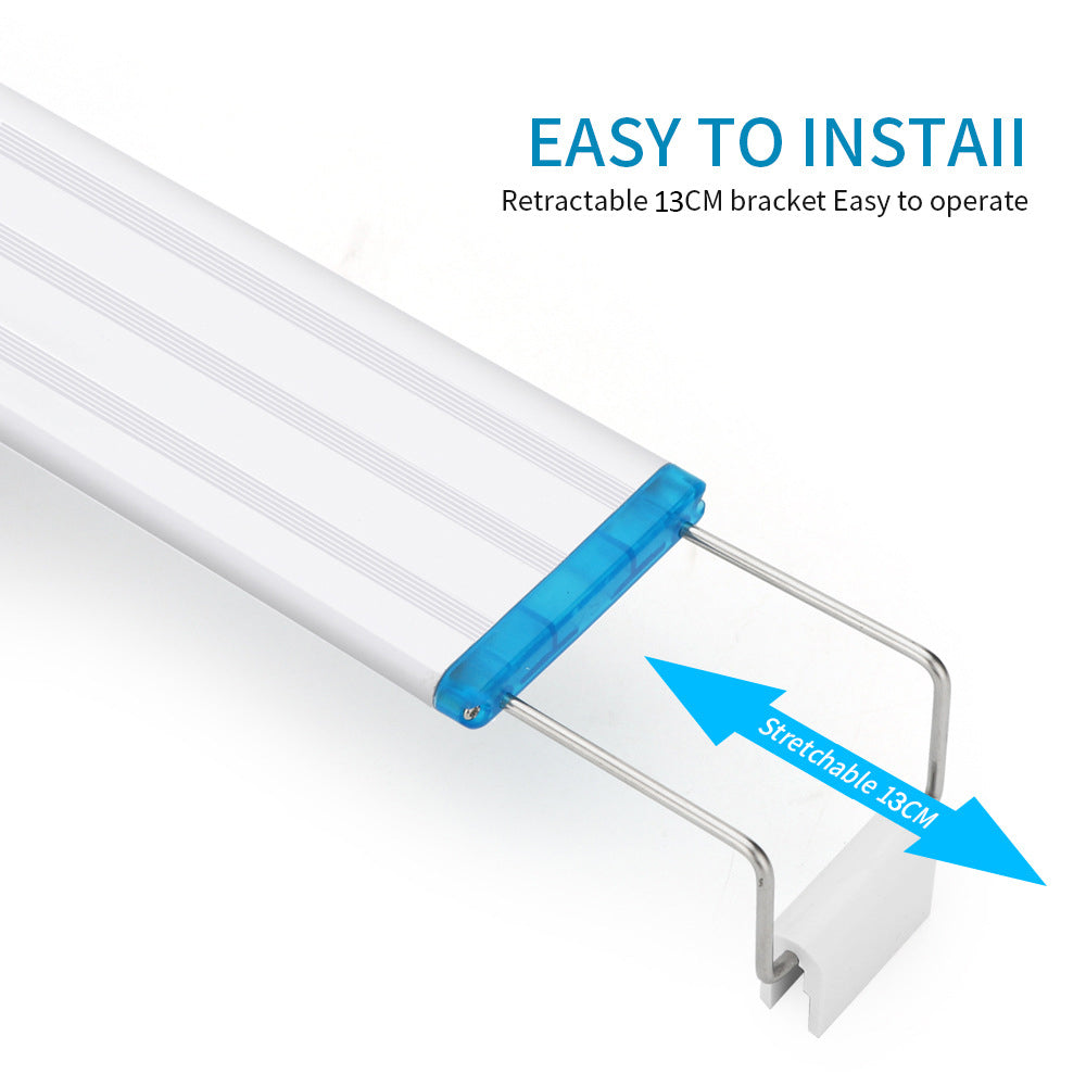 Tomshoo Aquarium LED Light 48cm/18.9in Fish Tank Light 5.12in Extendable Brackets White Blue LEDs for Freshwater Planted Tanks