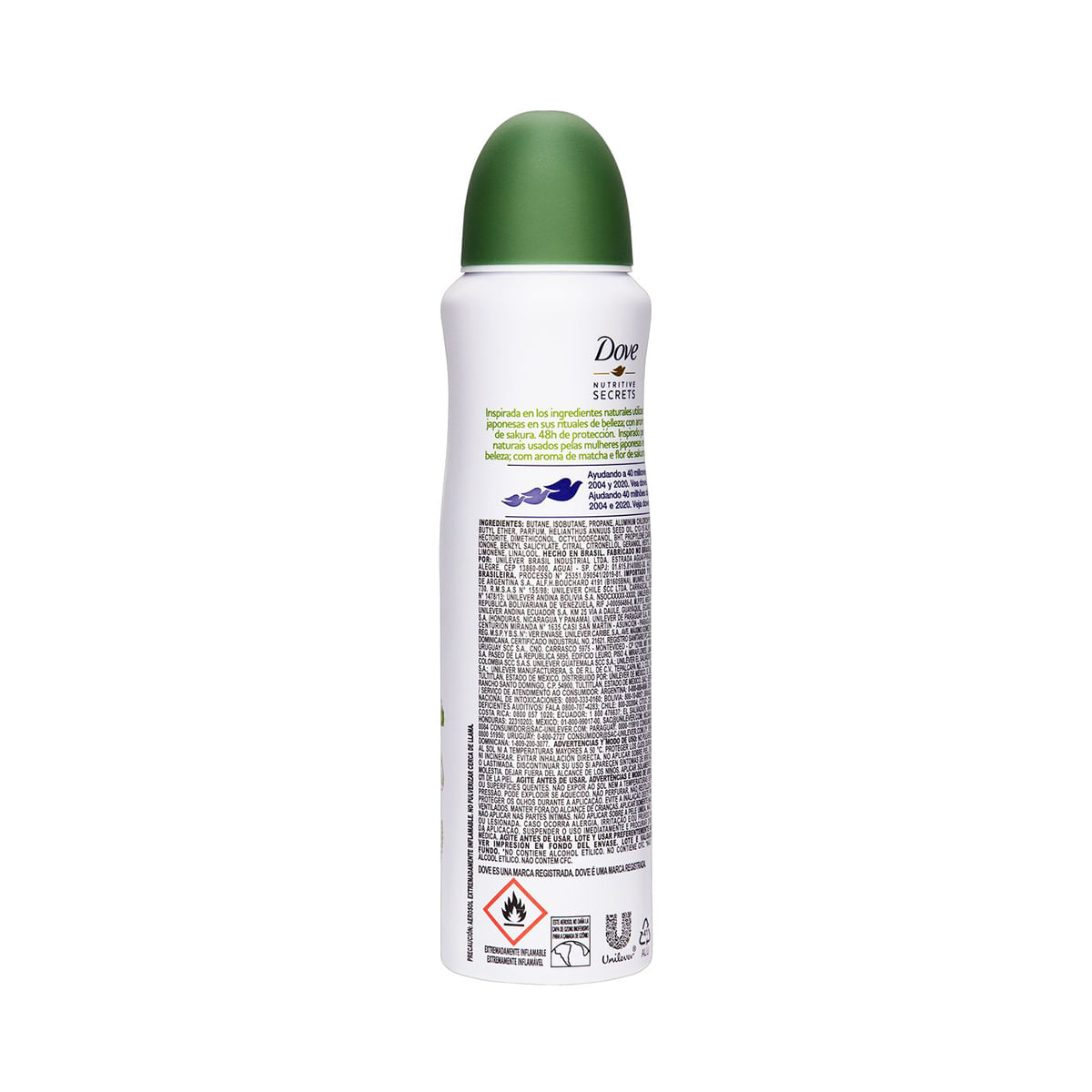 Desodorante Antitranspirante Aerosol Dove Nutritive Secrets Matcha e Flor de Sakura 150 ml