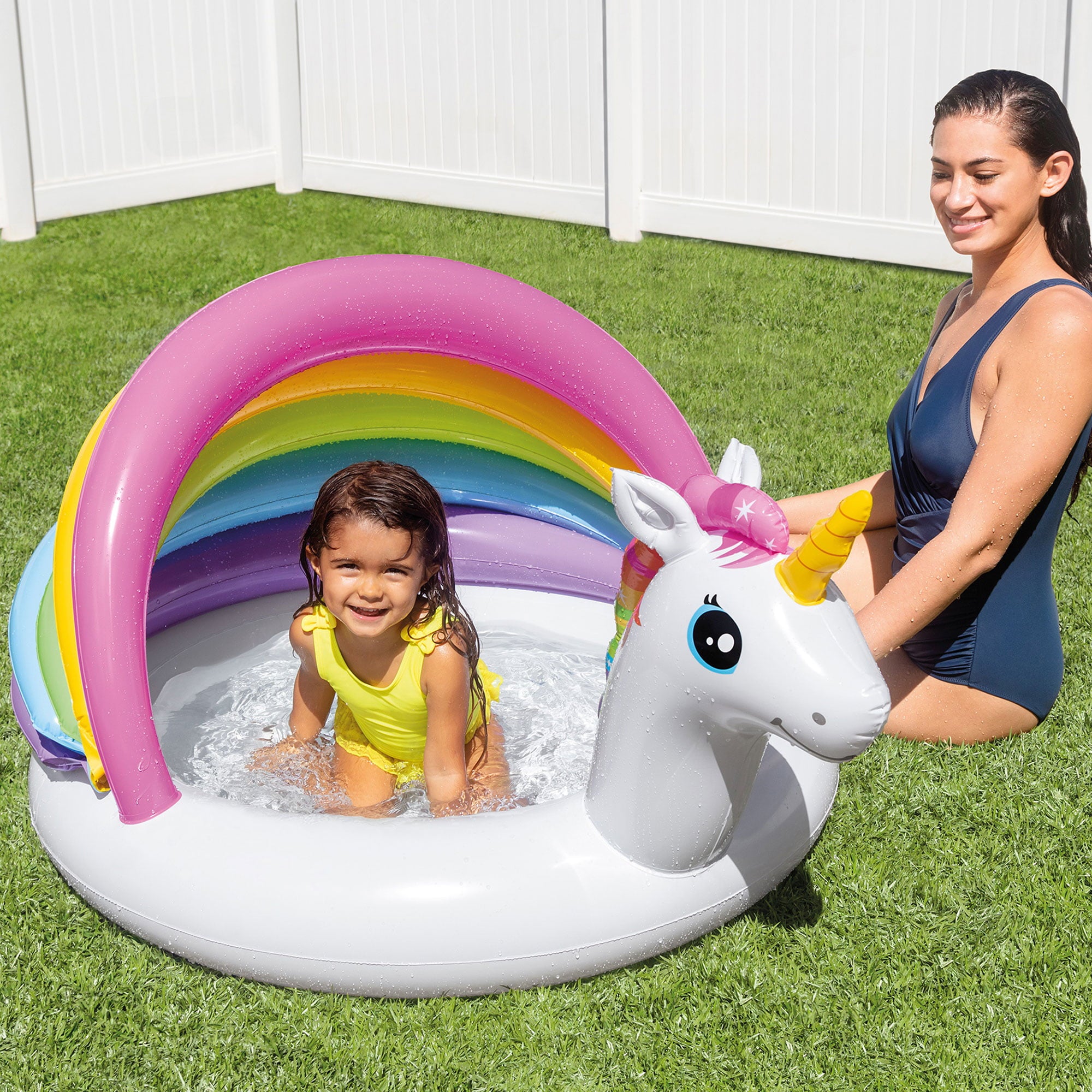 Intex Recreation 114133 Unicorn Baby Pool with Built-in Sunshade