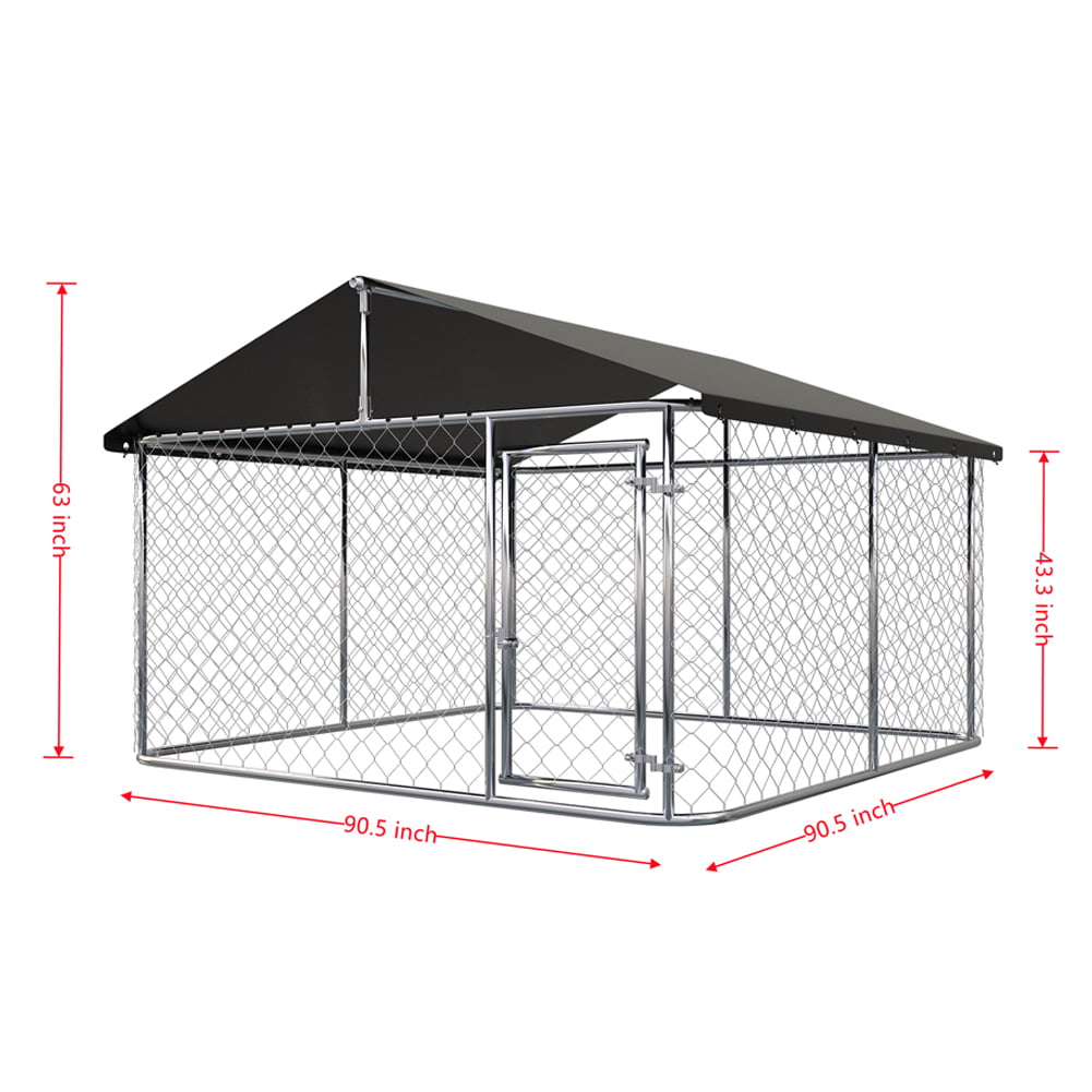 Petony Outdoor Dog Kennel Dog Cage Dog Playpen Dog Fence Chicken Coop Hen House Heavy Duty Pet Playpen with Large Galvanized Chain Link with UV and Water Resistant Black Proof Cover