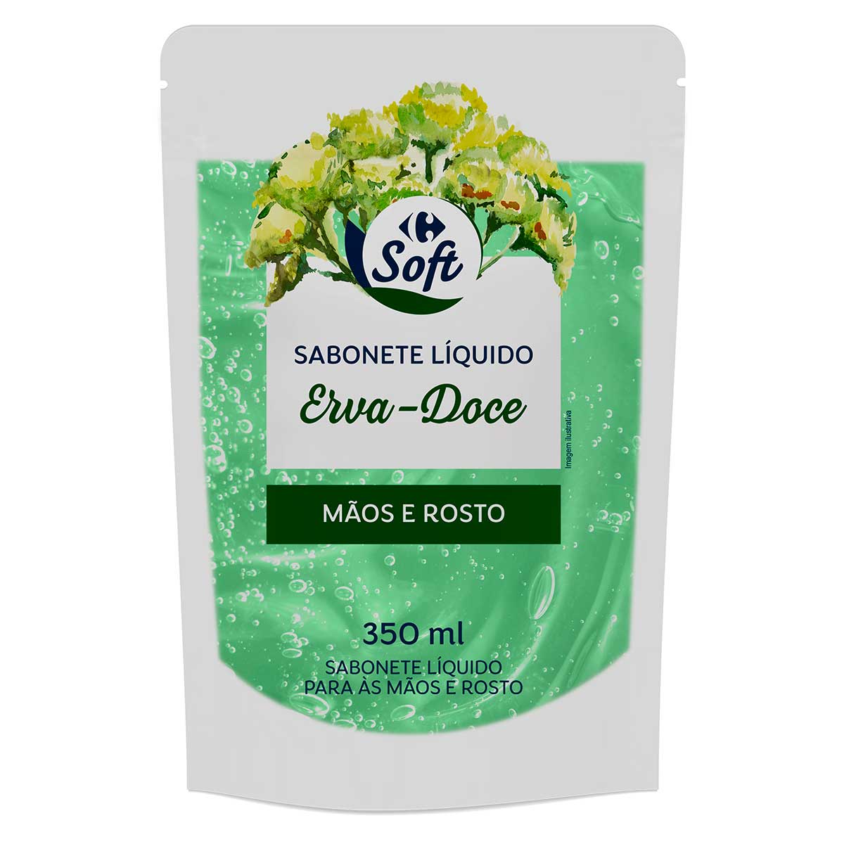 Sabonete Liquido para Maos e Rosto Carrefour Soft Erva Doce Refil 350ml