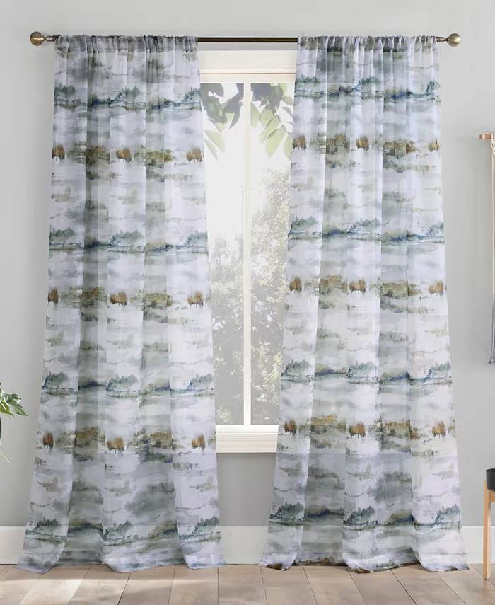 No. 918 Picasso Crushed Voile Sheer Rod Pocket Single Curtain Panel， 51