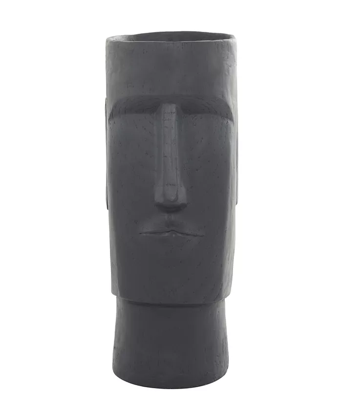 Novogratz Collection Dark Gray Magnesium Oxide Indoor Outdoor Easter Island Head Planter