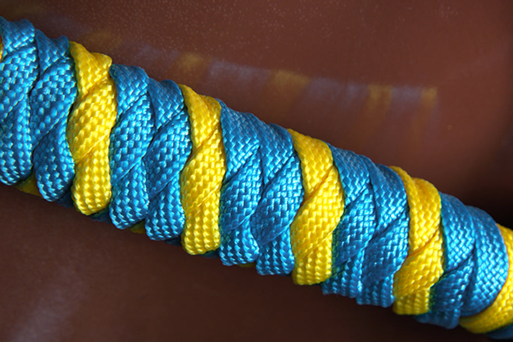 56CE Classic Equine Horse Two Tone  Nylon Halter Turquoise Yellow