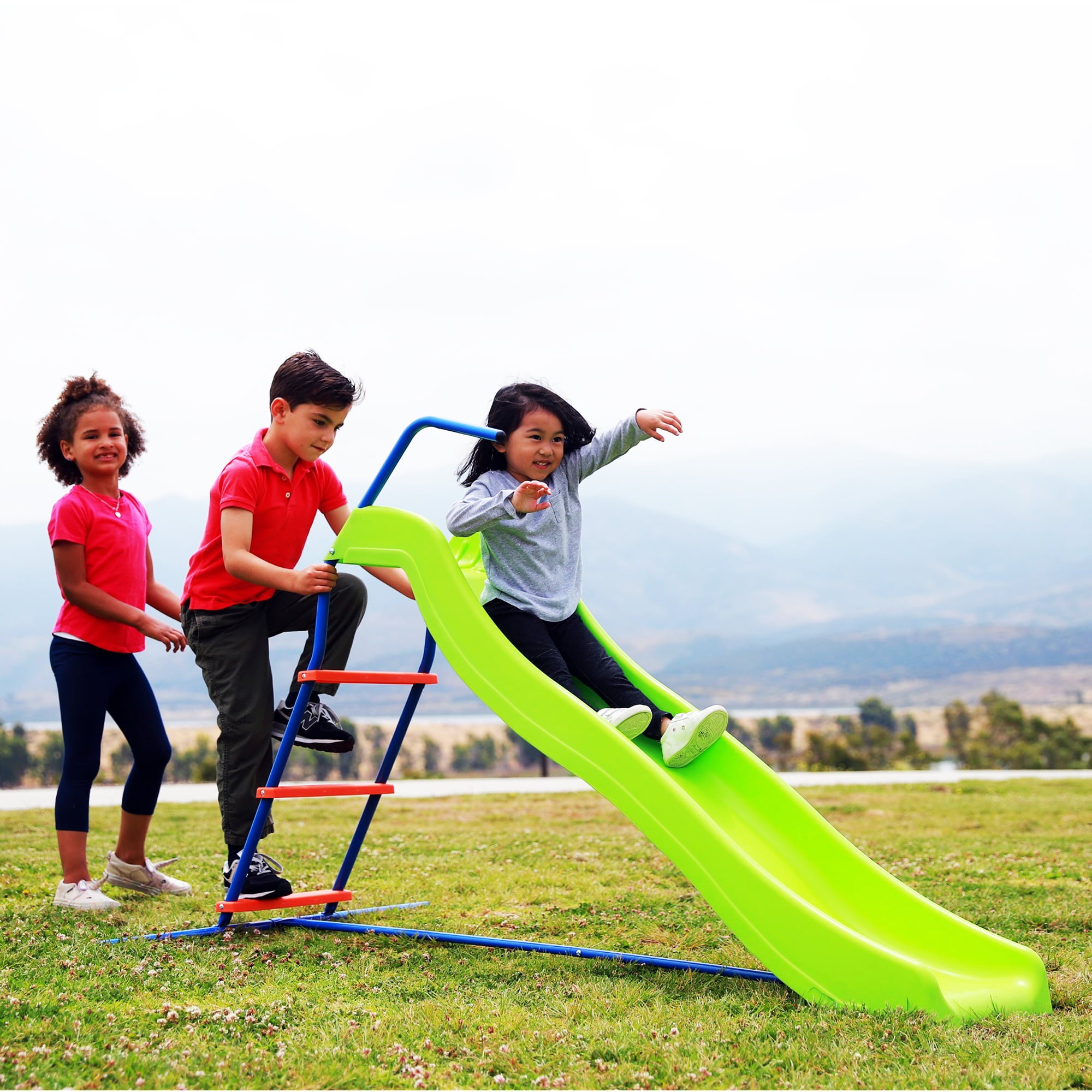Platports Kids 6' Outdoor Freestanding Playground Slide for Children