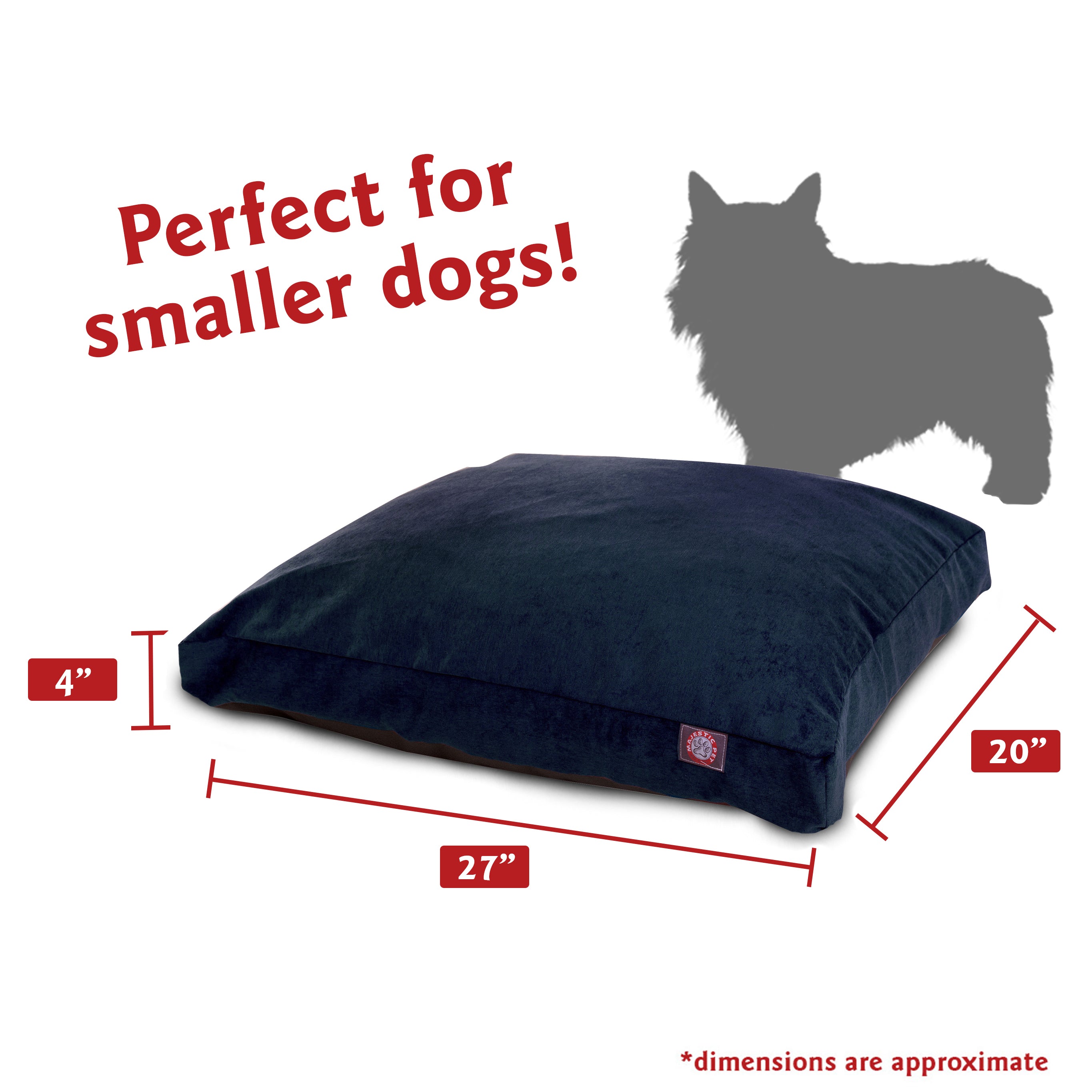 Majestic Pet | Villa Velvet Rectangle Pet Bed For Dogs， Removable Cover， Navy， Small