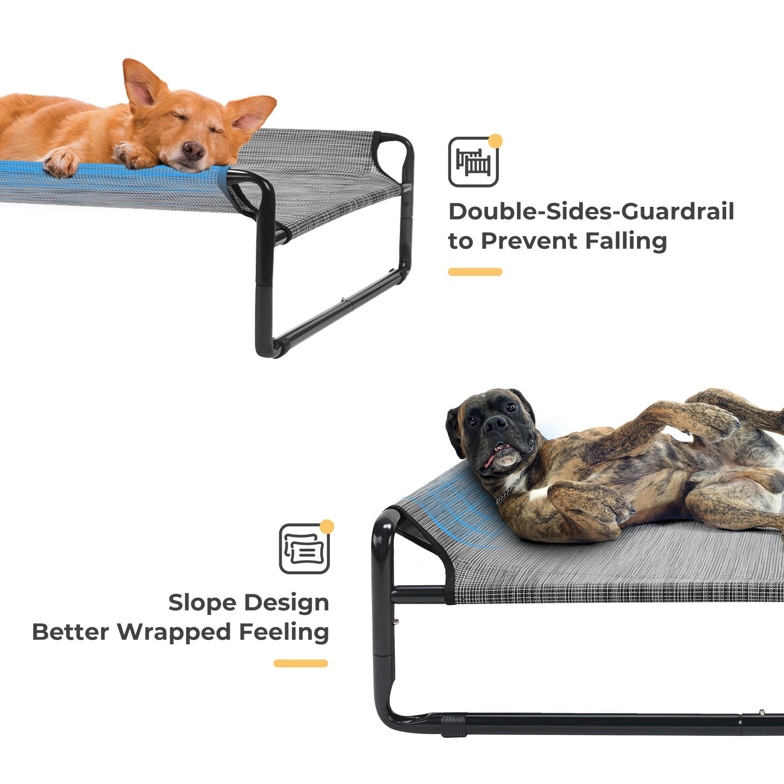 Veehoo Original Cooling Elevated Dog Bed， Raised Dog Cot with Washable Mesh， Medium， Black Silver