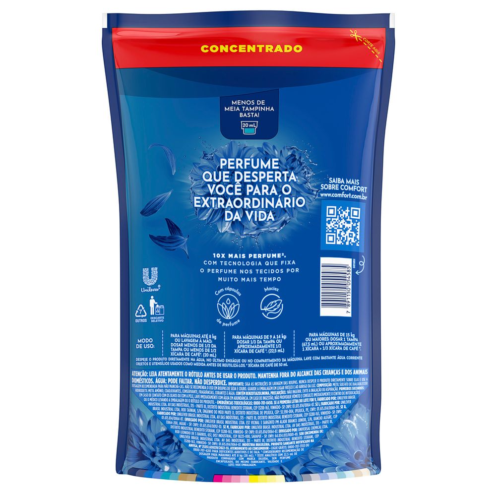 Amaciante Concentrado Comfort Frescor Intenso 900 ml Refil