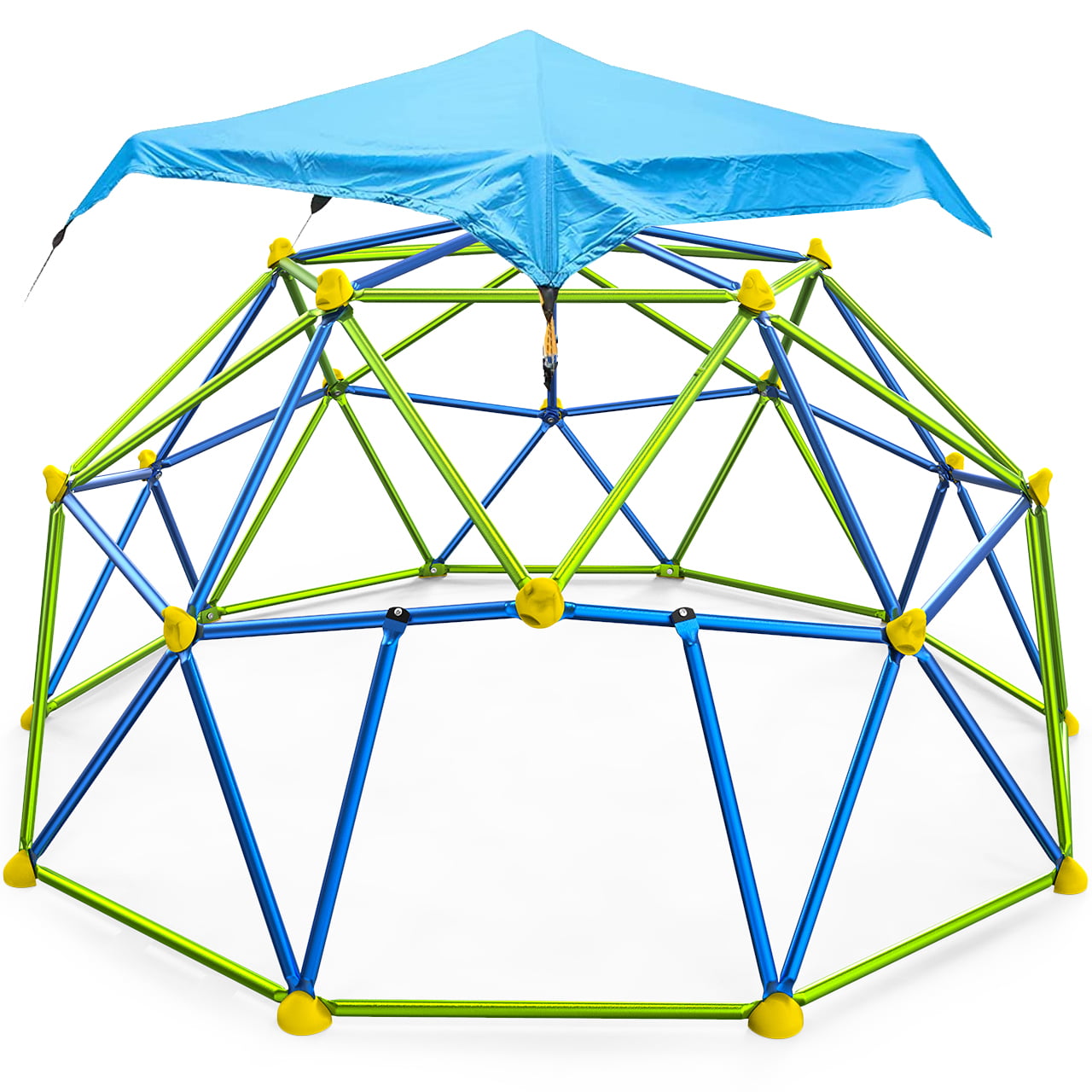 GIKPAL J ungle Gym， 10FT Dome Climber with Canopy for Kids 3 to 10 Outdoor Play Center， Supporting 1000lbs Rugged and Interesting Dome Climber Playground Equipment， Blue+Green