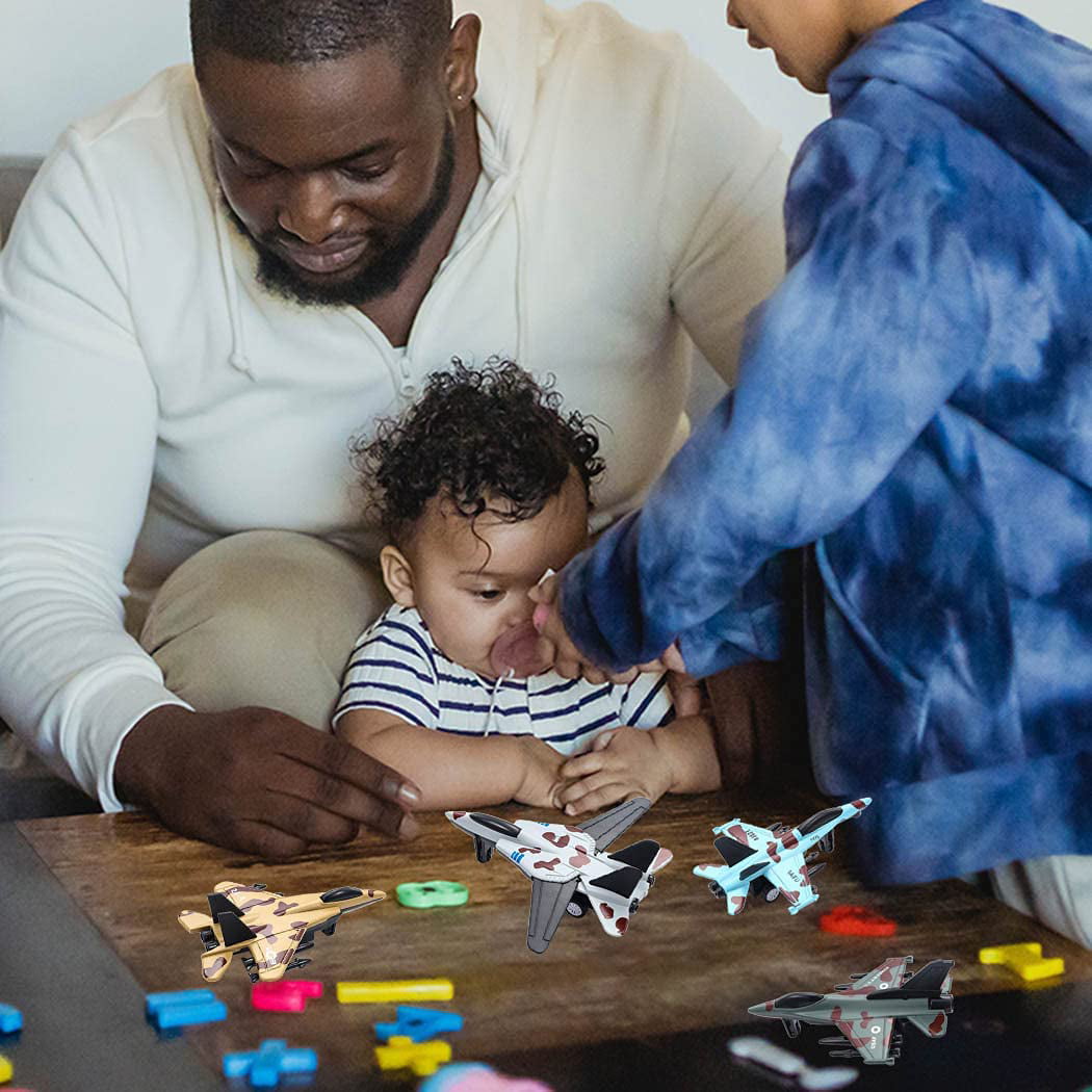 4PCS Diecast Fighter Jets Pullback Airplane Toys Military Plane Fighter Toys Alloy Mini Air Force Kids Playset Birthday Xmas Gifts for Boys and Girls