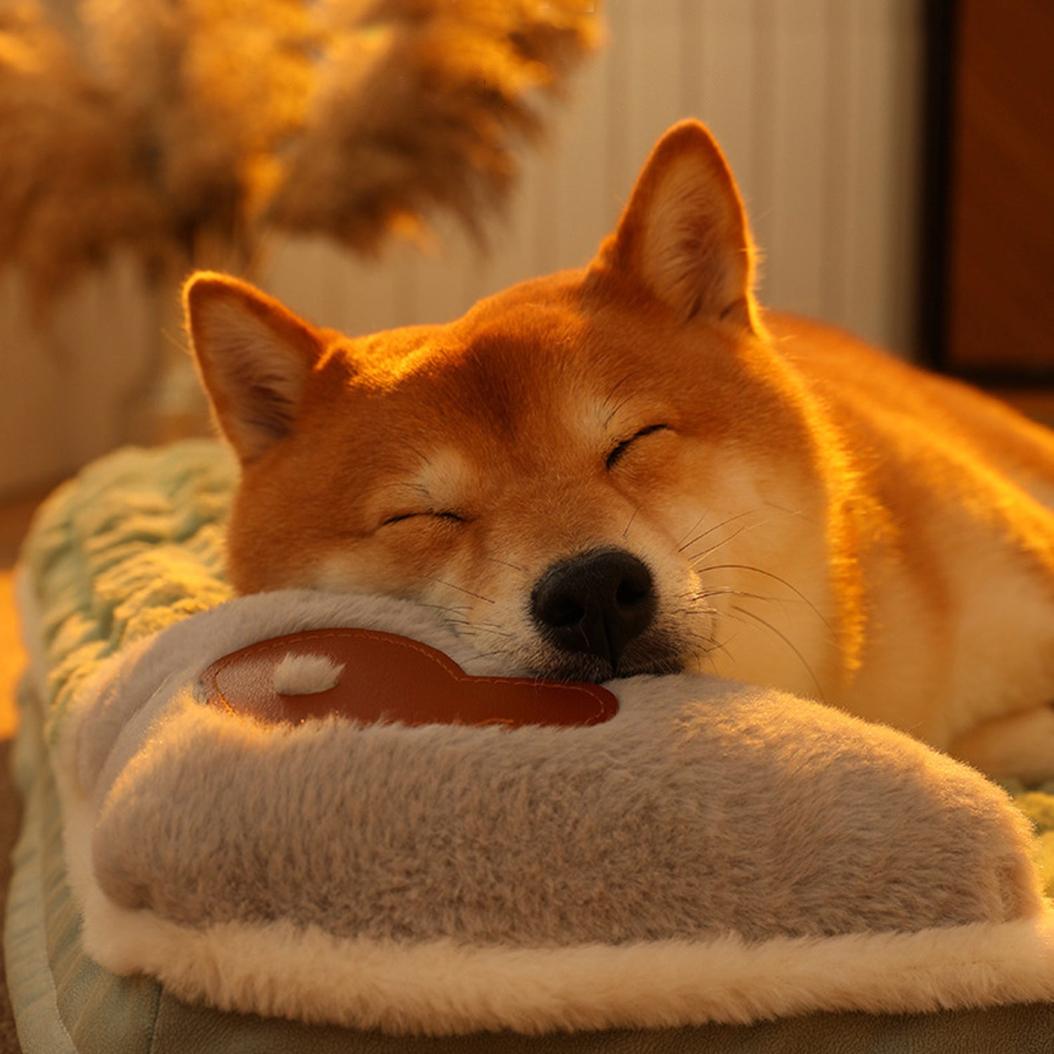 Dog Bed， Deluxe Cooling Gel Memory Foam Mink Plush Chaise Couch Pet Bed for Large Dog， M