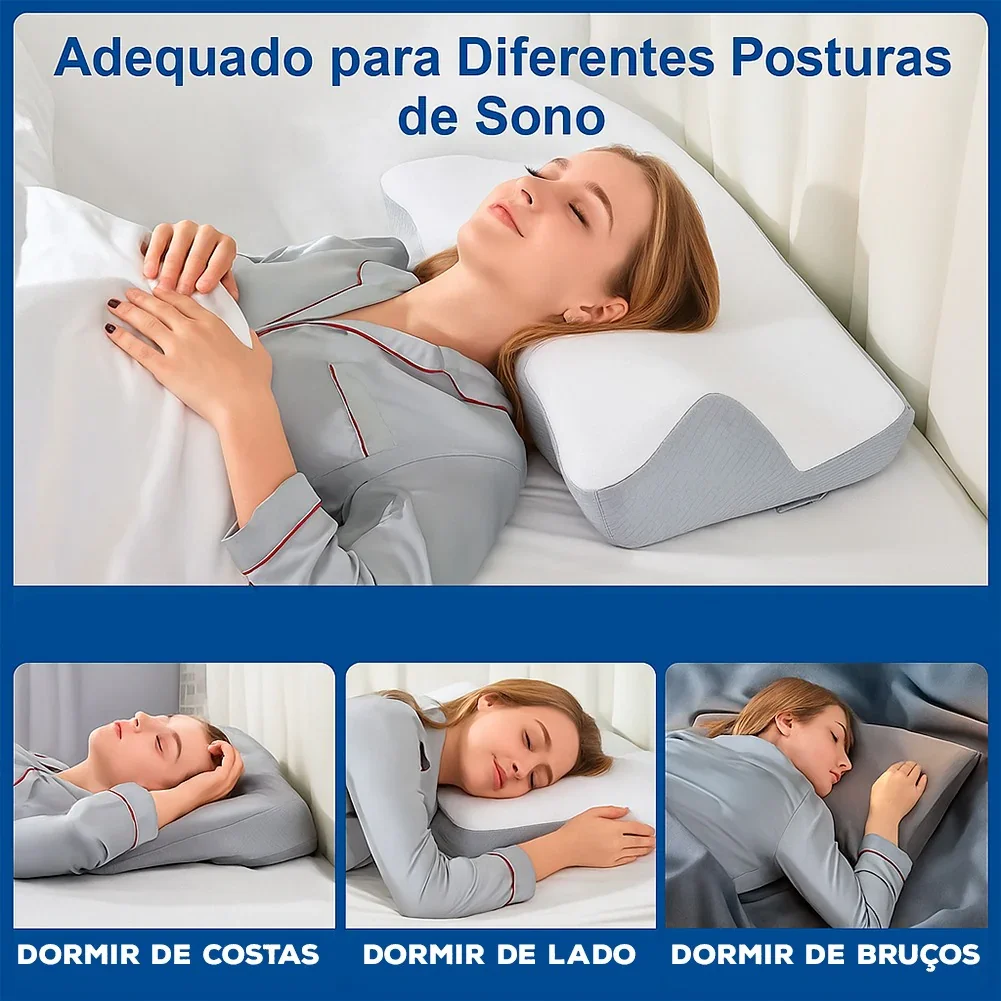 Travesseiro BioForm™ com Curvatura Cervical Inteligente / Almofada Ortopédica 2 em 1 em Espuma Viscoelástica para Dormir Sem Dores e Acordar Renovada