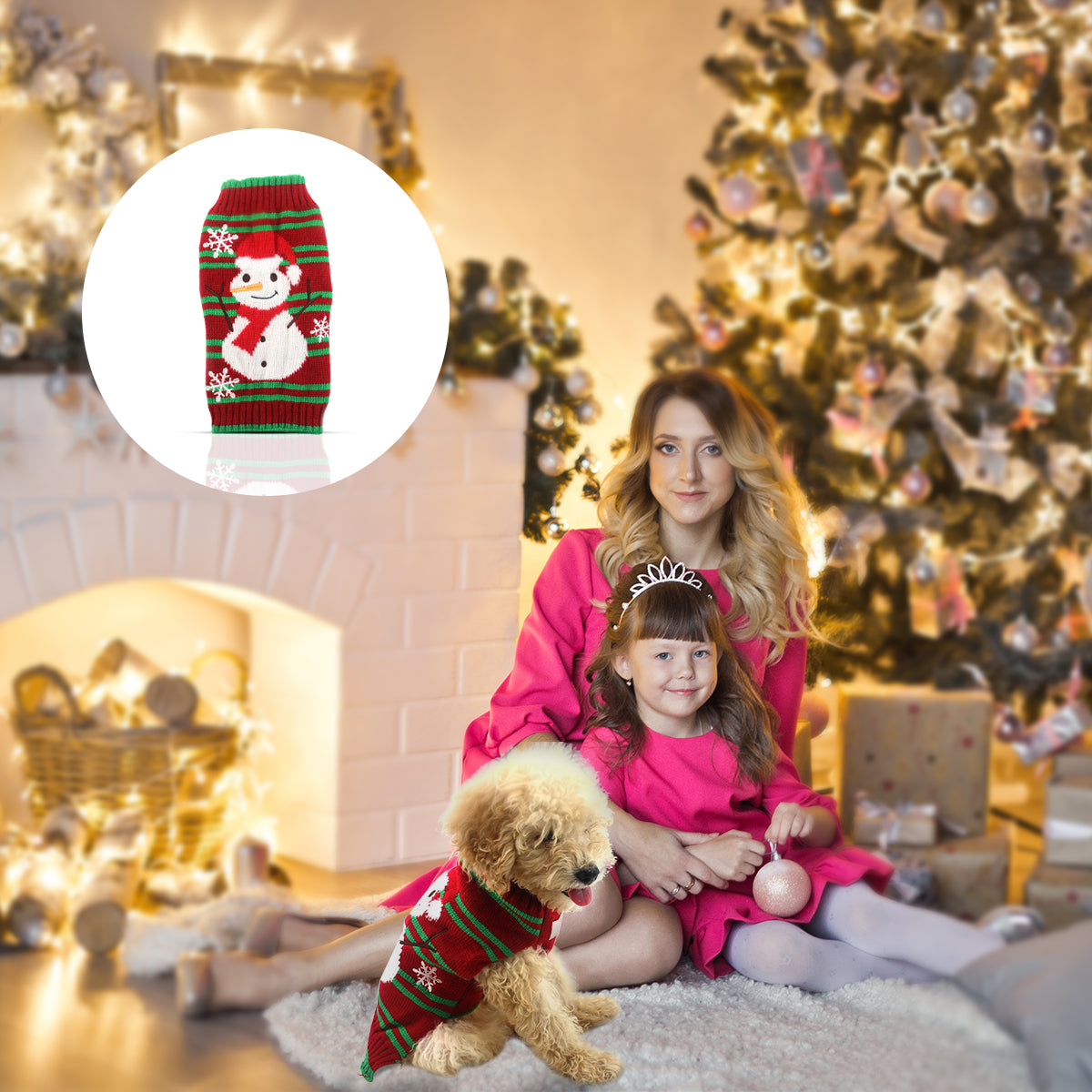 Christmas Dog Sweaters Dog Snow Snowman Sweaters Xmas Dog Holiday Sweaters New Year Christmas Sweater Pet Clothes for Small Dog and Cat - M