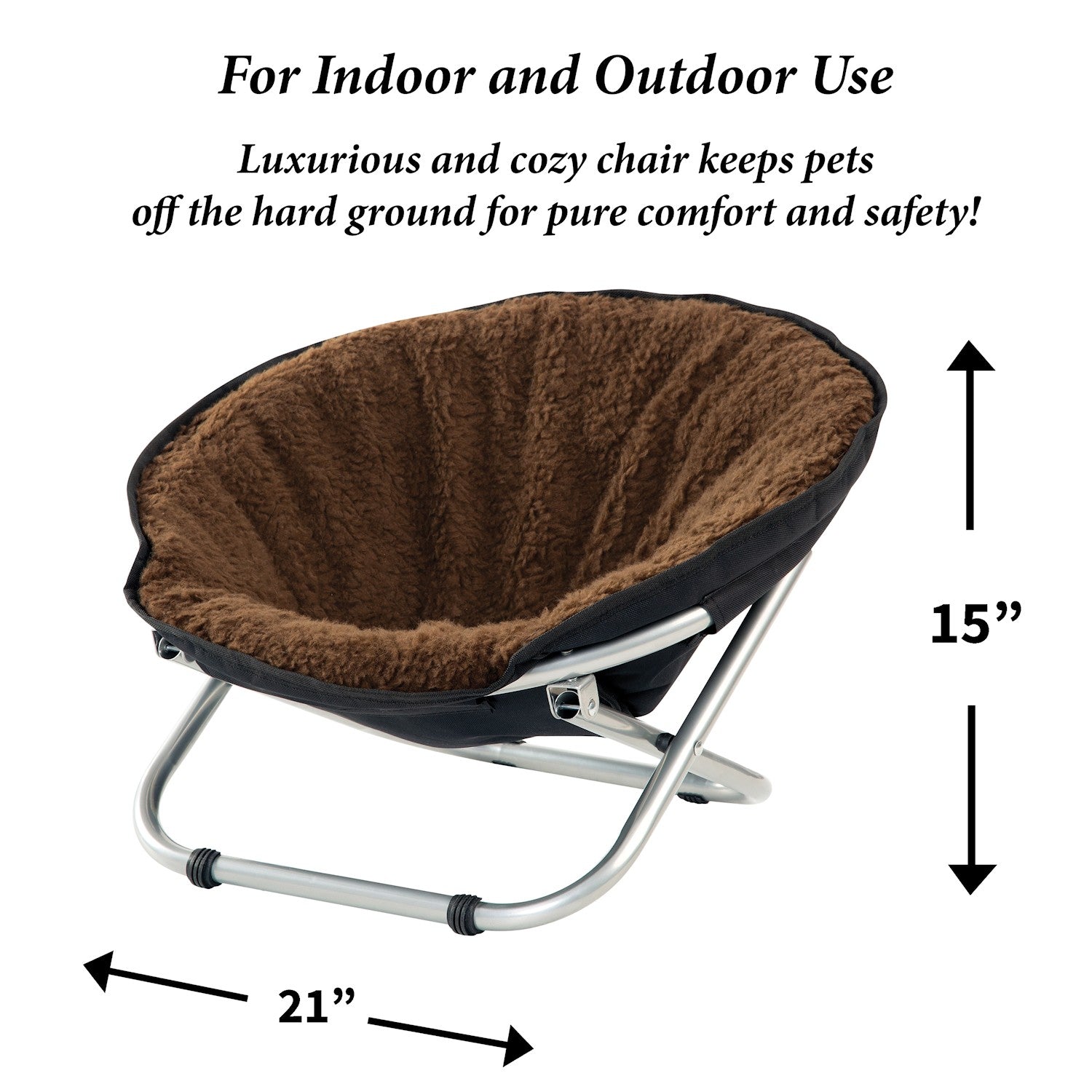 Folding Pet Cot Chair - Cat Bed， Brown Fleece Top Papasan Chair for Sm
