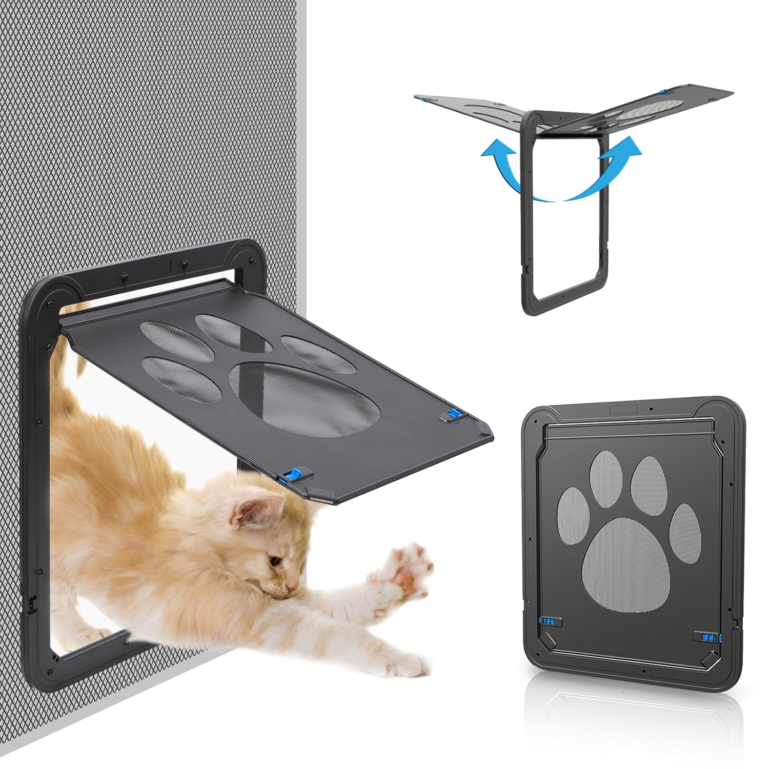 LINGJIA Extra Large Pet Door for Dogs and Cats， Dog Screen Door with Magnetic Flap Automatic Lockable Pet Door Screen Sliding Door for Small Dogs Cats (Outer Size 16.54