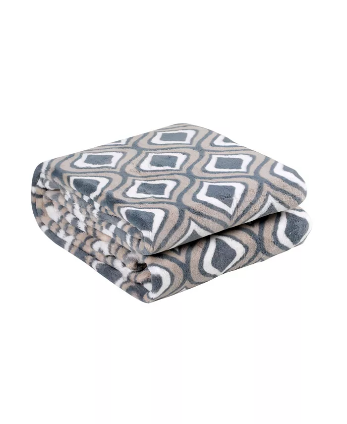 long rich Ultra Soft Velvet Plush Throw Blanket， Ogee Print Pattern