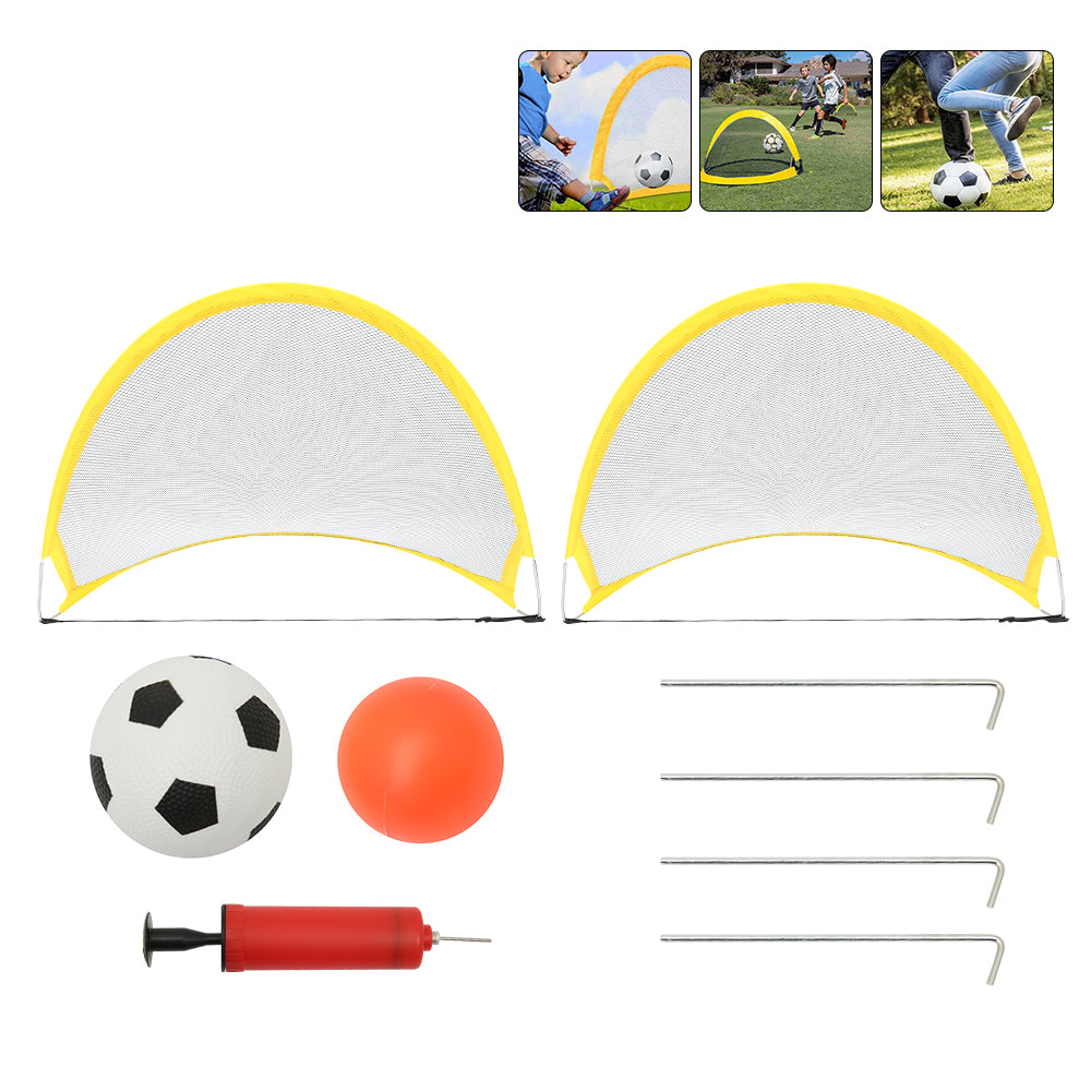 Willstar 2 PCS Collapsible Soccer Goal Pop Up Football Goals Nets Portable Training Football Net for Beach Playground Backyard