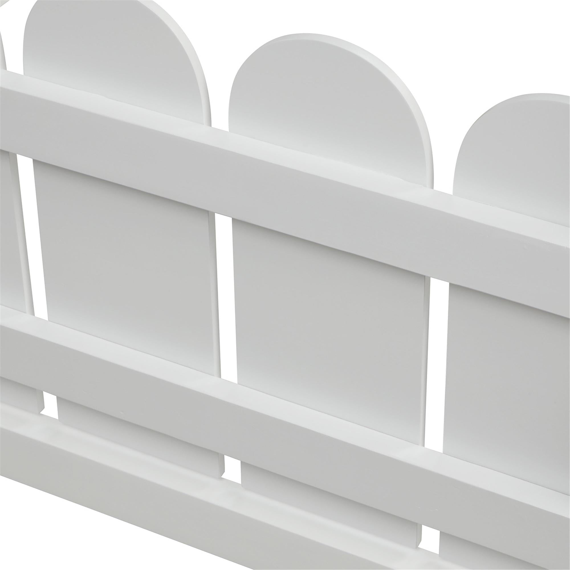 Twin House Bed, Floor Bed with Roof and Fence, Solid Wood Bed Frame for Kids Teens Girls Boys, Not included Slats, Box Spring Needed, No Limit Weight Capacity, White